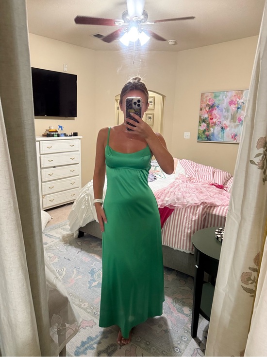 Dresses & Skirts - Green Satin Slip Dress